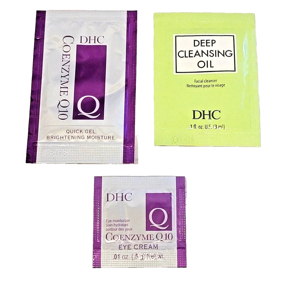 (10-SETS) DHC Cleansing Oil, CoQ10 Eye Cream, Quick Gel Bright Moisture Samples